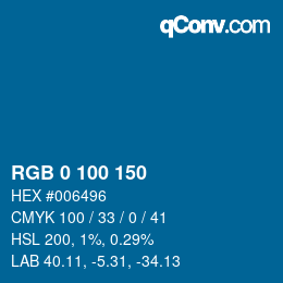 颜色代码: RGB 0 100 150 | qconv.com