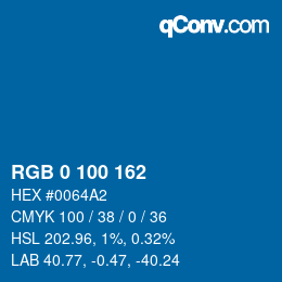 Color code: RGB 0 100 162 | qconv.com