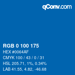 Color code: RGB 0 100 175 | qconv.com