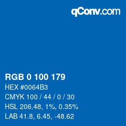 Color code: RGB 0 100 179 | qconv.com