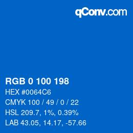 Color code: RGB 0 100 198 | qconv.com