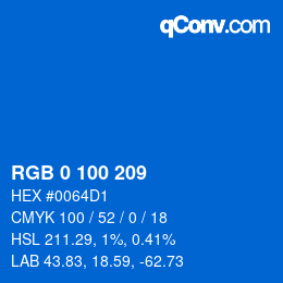 Color code: RGB 0 100 209 | qconv.com