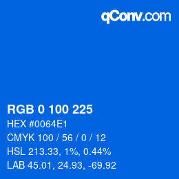 Color code: RGB 0 100 225 | qconv.com