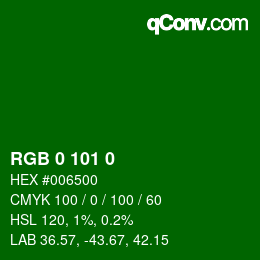 颜色代码: RGB 0 101 0 | qconv.com