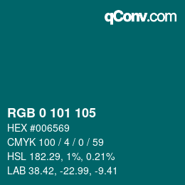 Color code: RGB 0 101 105 | qconv.com