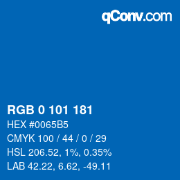 Color code: RGB 0 101 181 | qconv.com