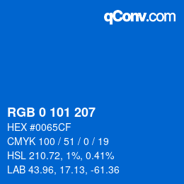 Code couleur: RGB 0 101 207 | qconv.com