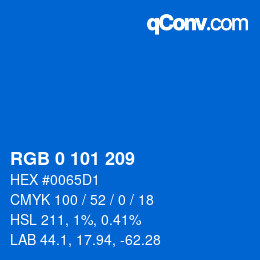 カラーコード: RGB 0 101 209 | qconv.com