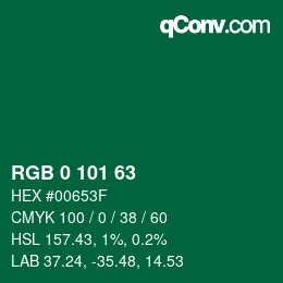 Color code: RGB 0 101 63 | qconv.com