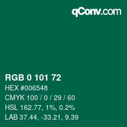 Code couleur: RGB 0 101 72 | qconv.com