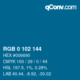 Color code: RGB 0 102 144 | qconv.com
