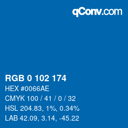 Color code: RGB 0 102 174 | qconv.com