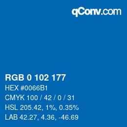 Color code: RGB 0 102 177 | qconv.com