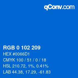 Color code: RGB 0 102 209 | qconv.com