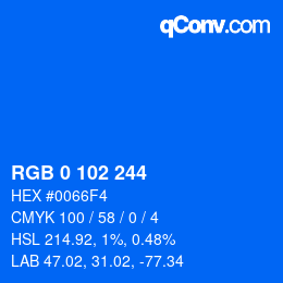 Color code: RGB 0 102 244 | qconv.com