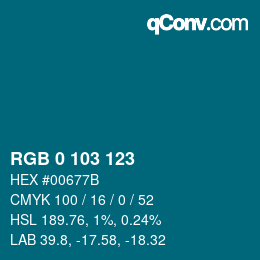 Color code: RGB 0 103 123 | qconv.com