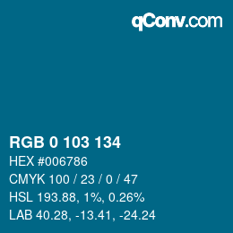 Color code: RGB 0 103 134 | qconv.com