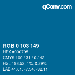 カラーコード: RGB 0 103 149 | qconv.com