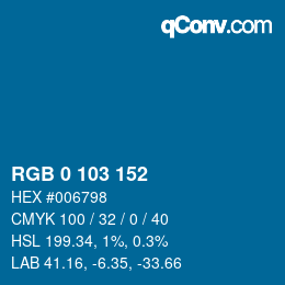 カラーコード: RGB 0 103 152 | qconv.com