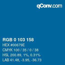 カラーコード: RGB 0 103 158 | qconv.com