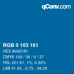 Color code: RGB 0 103 161 | qconv.com