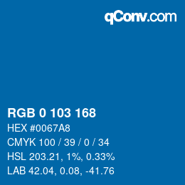 カラーコード: RGB 0 103 168 | qconv.com