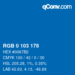 颜色代码: RGB 0 103 178 | qconv.com