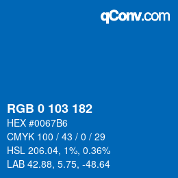 Color code: RGB 0 103 182 | qconv.com