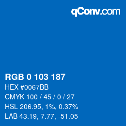 Color code: RGB 0 103 187 | qconv.com