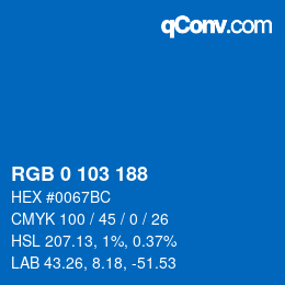 Color code: RGB 0 103 188 | qconv.com