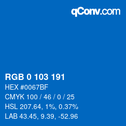 Color code: RGB 0 103 191 | qconv.com