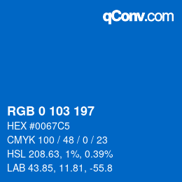 Color code: RGB 0 103 197 | qconv.com