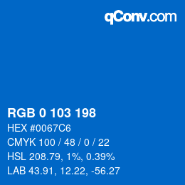 Color code: RGB 0 103 198 | qconv.com