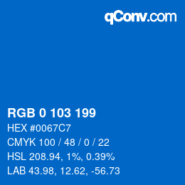 カラーコード: RGB 0 103 199 | qconv.com
