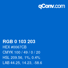 Color code: RGB 0 103 203 | qconv.com