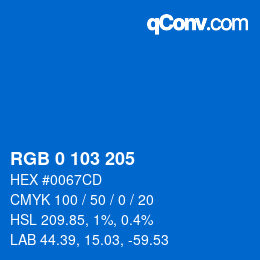 Color code: RGB 0 103 205 | qconv.com