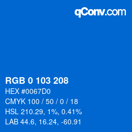 Color code: RGB 0 103 208 | qconv.com