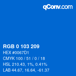 Color code: RGB 0 103 209 | qconv.com