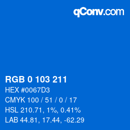 Color code: RGB 0 103 211 | qconv.com