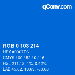 Color code: RGB 0 103 214 | qconv.com