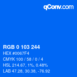 Color code: RGB 0 103 244 | qconv.com