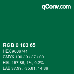 Color code: RGB 0 103 65 | qconv.com