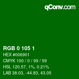 Color code: RGB 0 105 1 | qconv.com