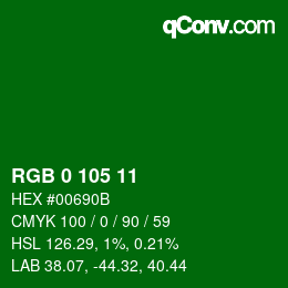 Color code: RGB 0 105 11 | qconv.com