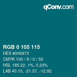 カラーコード: RGB 0 105 115 | qconv.com