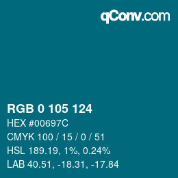 Color code: RGB 0 105 124 | qconv.com