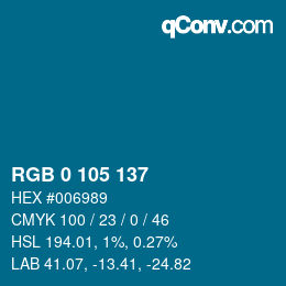 カラーコード: RGB 0 105 137 | qconv.com