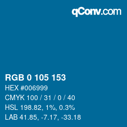 Color code: RGB 0 105 153 | qconv.com