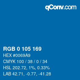 Color code: RGB 0 105 169 | qconv.com