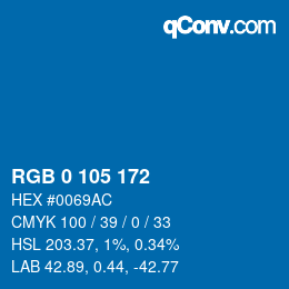 Color code: RGB 0 105 172 | qconv.com